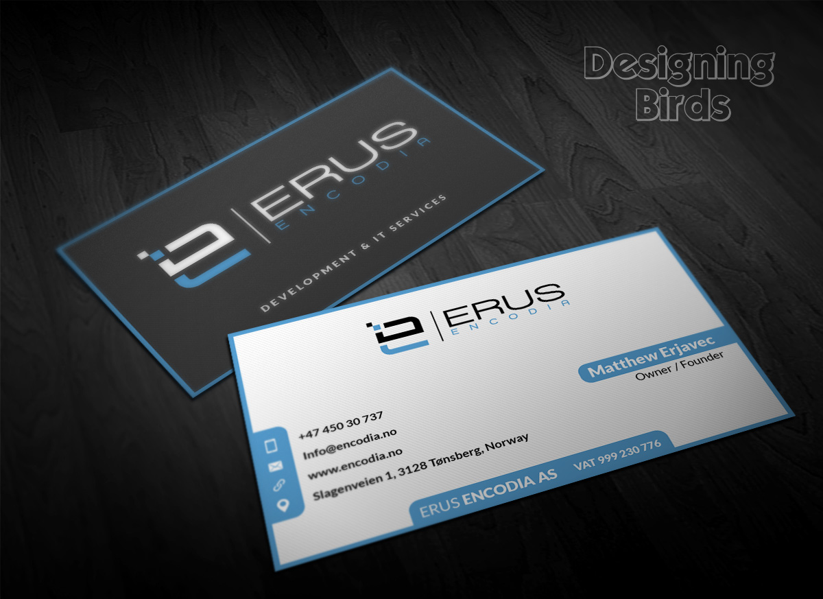 Business Card Design by Designing Birds for Erus Encodia AS | Design #5502153
