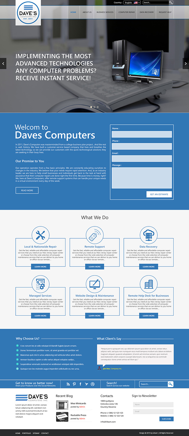 Wordpress Design by iLibart for David Molnar | Design #5510498