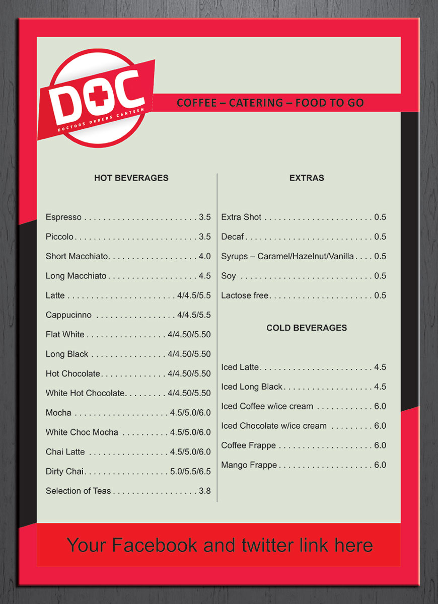 Menu Design by theblueart for this project | Design #5505949